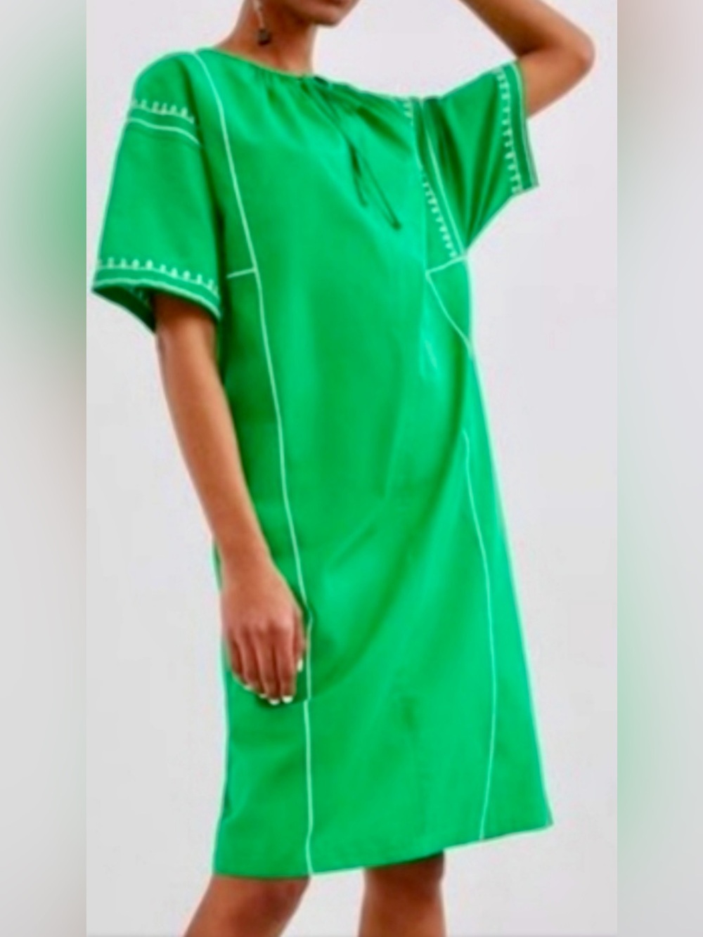 Zara Emerald Green Dress with White Trim